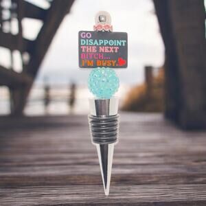 I’m busy Beaded Wine Bottle Stopper